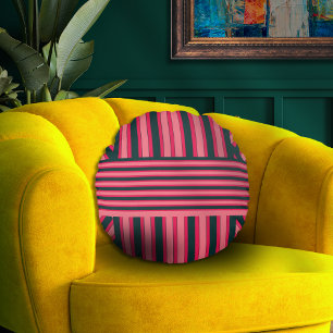 Art Déco Holzkohle Rosa Abstraktes elegantes Muste Rundes Kissen