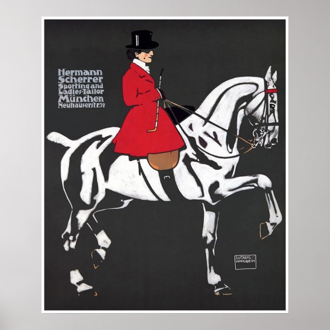 ART DECO HORSE and RIDER: Fine Art Poster (Vorne)