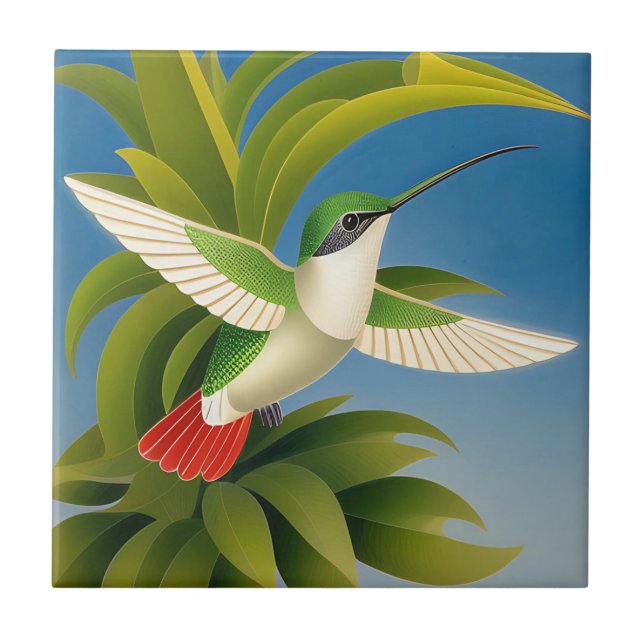 Art Deco Hummingbird Fliese (Vorderseite)