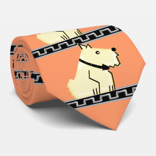 Art Deco Hund, Schwarz+Silber, griechischer Schlüs Krawatte