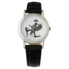 Art Deco Hund und Lady eWatch Armbanduhr