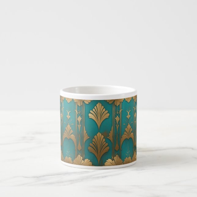 Art Deco in Blau und Gold Espressotasse (Vorderseite)