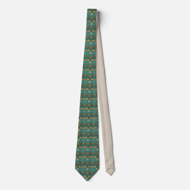 Art Deco in Blau und Gold Krawatte (Vorderseite)