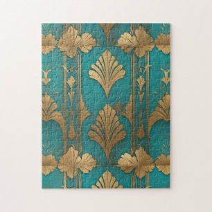 Art Deco in Blau und Gold Puzzle