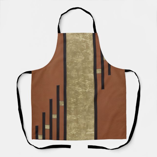 Art Deco in Gold und Beige Schürze (Vorderseite)