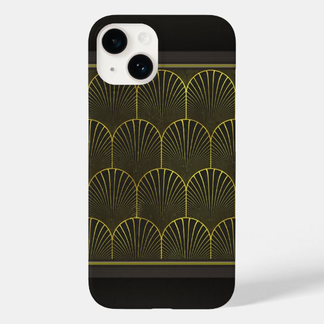 Art Deco in Gold und Schwarz Case-Mate iPhone Hülle (Rückseite)