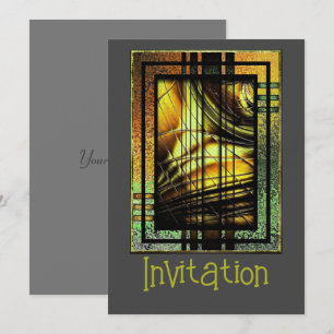 Art Deco in Green und Gold Einladung