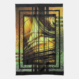 Art Deco in Grün und Gold Geschirrtuch
