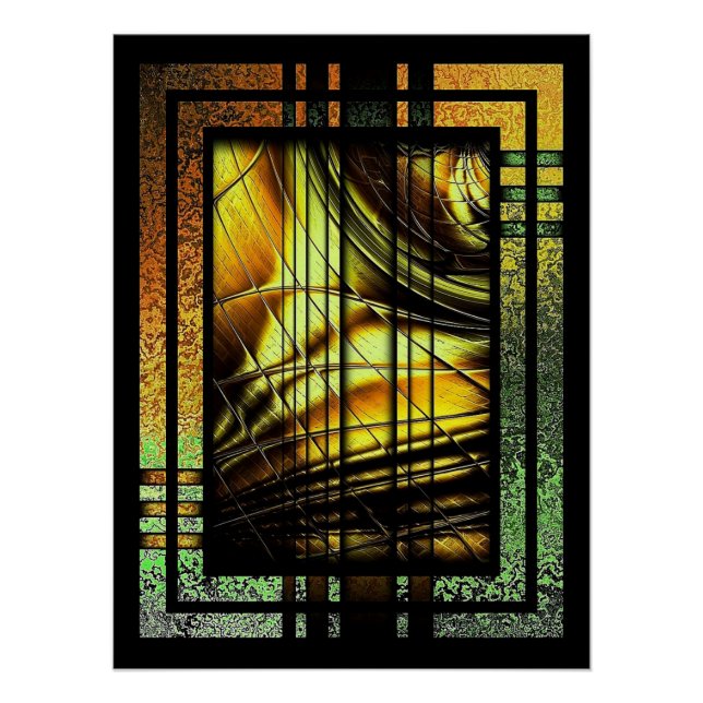 Art Deco in Grün und Gold Poster (Vorderseite)