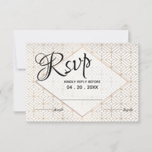 Art Deco in White and Gold Diamond UAWG RSVP Karte