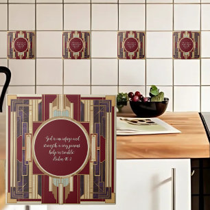 Art Deco individuell anpassbarer Bibelvers Fliese