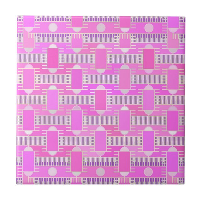 Art Deco Industrial chic - pink, mauve Fliese (Vorderseite)