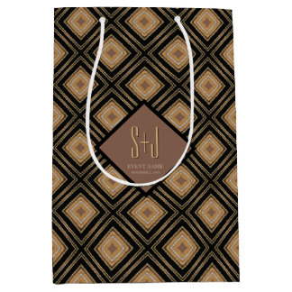 Art Deco Inspiration Gold Braun Schwarz Geometrisc Mittlere Geschenktüte