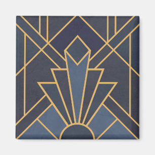 Art Deco Inspiration in Blau und Gold Magnet