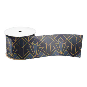 Art Deco Inspiration in Blau und Gold Satinband