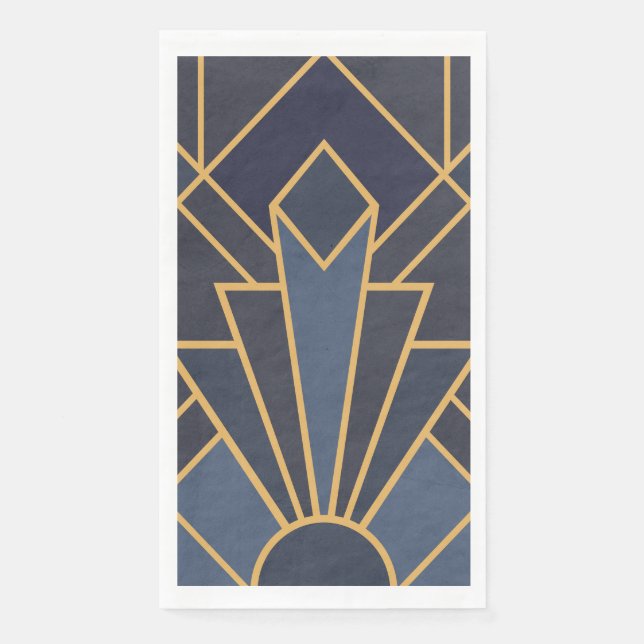 Art Deco Inspiration in Blau und Gold Serviette (Vorderseite)