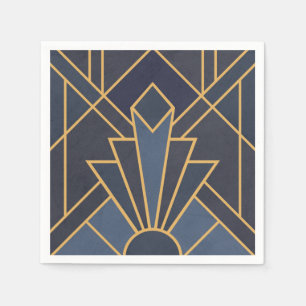 Art Deco Inspiration in Blau und Gold Serviette