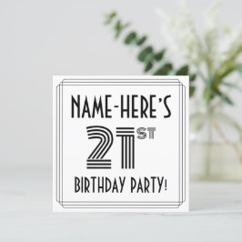 Art Deco Inspired 21st Birthday Party, Custom Name Einladung