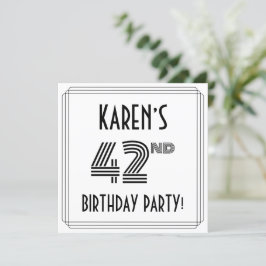 Art Deco Inspired 42nd Birthday Party, Custom Name Einladung