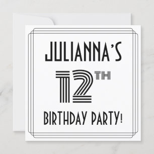 Art Deco Inspiriert 12. Geburtstagsparty, Individu Einladung