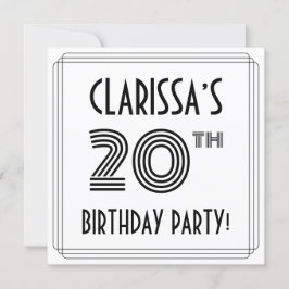 Art Deco Inspiriert 20. Geburtstagsparty, Individu Einladung
