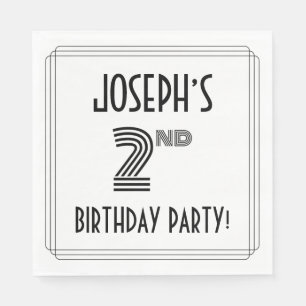Art Deco Inspiriert 2. Geburtstag Party, Individue Serviette