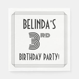 Art Deco Inspiriert 3. Geburtstag Party, Individue Serviette