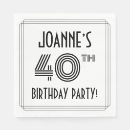 Art Deco Inspiriert 40. Geburtstag Party, Individu Serviette
