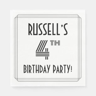 Art Deco Inspiriert 4. Geburtstag Party, Individue Serviette