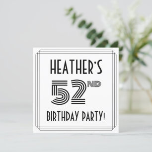 Art Deco Inspiriert 52. Geburtstagsparty, Individu Einladung