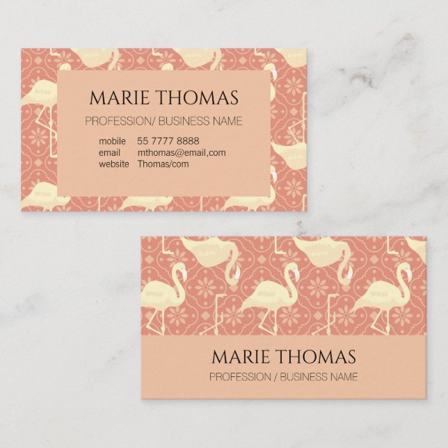 Art Deco inspiriert Flamingo Business Card Visitenkarte (Vorne/Hinten)