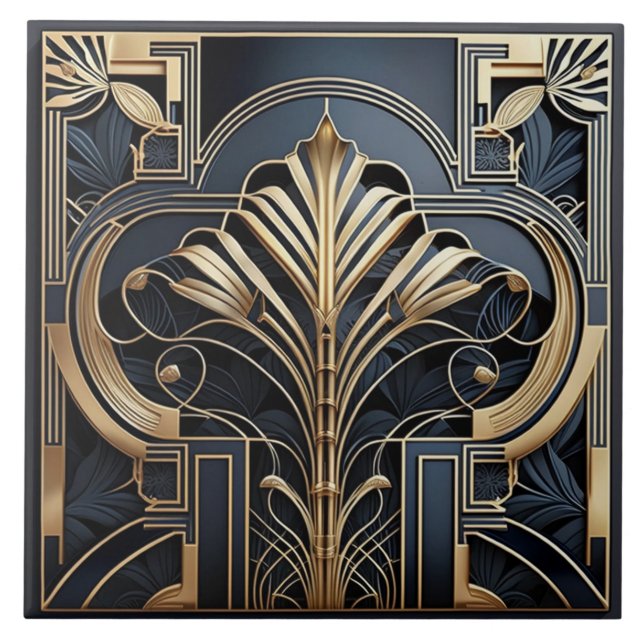 Art Deco-Inspiriert Keramik Tiles Fliese (Vorderseite)