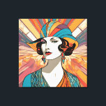 Art Deco Inspiriert Kunstwerk Portrait Stilvolle D Leinwanddruck<br><div class="desc">Ein eleganter Leinwand mit Kunstwerken im Art-Déco-Stil. Mit einer prachtvollen Mischung aus Blues,  Orangen und Gelb schafft dieses von der künstlerischen Intelligenz generierte Bild einen raffinierten Retro-Look an jeder Wand.</div>