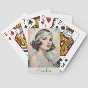 Art Deco Inspiriert Portrait Lady Custom Spielkarten
