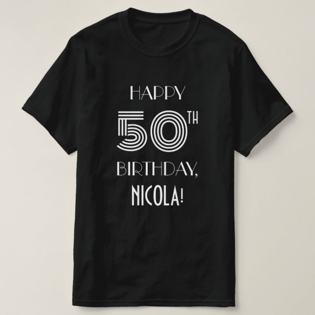 Art Deco Inspiriert Style 50. Geburtstagsparty Shi T-Shirt (Design vorne)