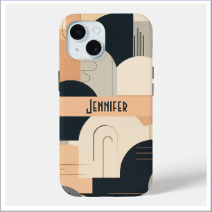 Art Deco inspiriertes Design in Pfirsich und Schwa Case-Mate iPhone Hülle