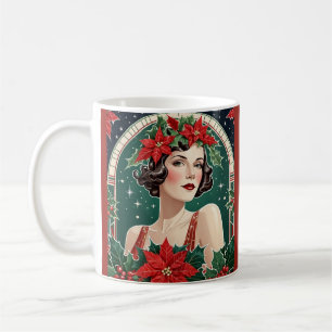 Art Deco inspiriertes Porträt Dame elegantes Weihn Kaffeetasse