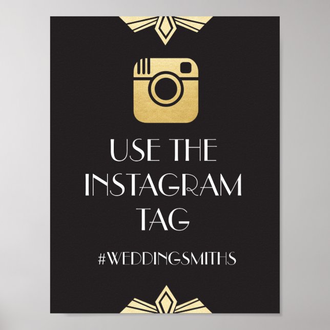 Art Deco Instagram Bar Sign 20er Hochzeitsempfang Poster (Vorne)