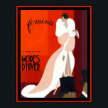 Art Deco italienische Modezeitschrift Femina illus Poster<br><div class="desc">Eine elegante Art Deco-Illustration des italienischen Modeillustrators Leon Benigni. Wintermode  Illustration von Benigni.</div>