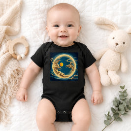 "Art Deco japanisch-Inspiriert Vollmond und Wolken Baby Strampler