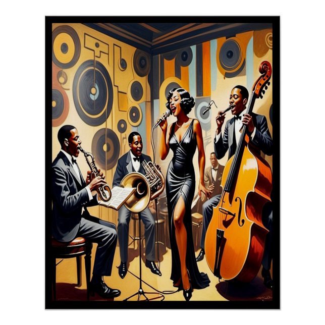Art Deco Jazz Age Band und Singer Poster. Poster (Vorderseite)