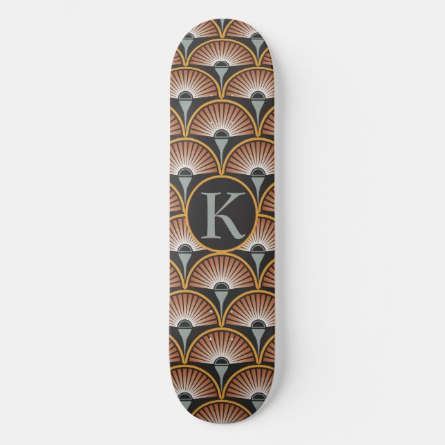 Art Deco Jazz Age Sunset Jukebox Skateboard (Vorderseite)