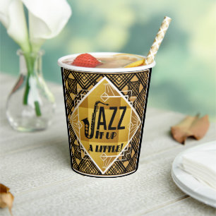 Art Deco Jazz Es Up Horn Silvester Party Pappbecher