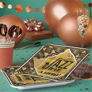 Art Deco Jazz Es Up Horn Silvester Party Pappteller