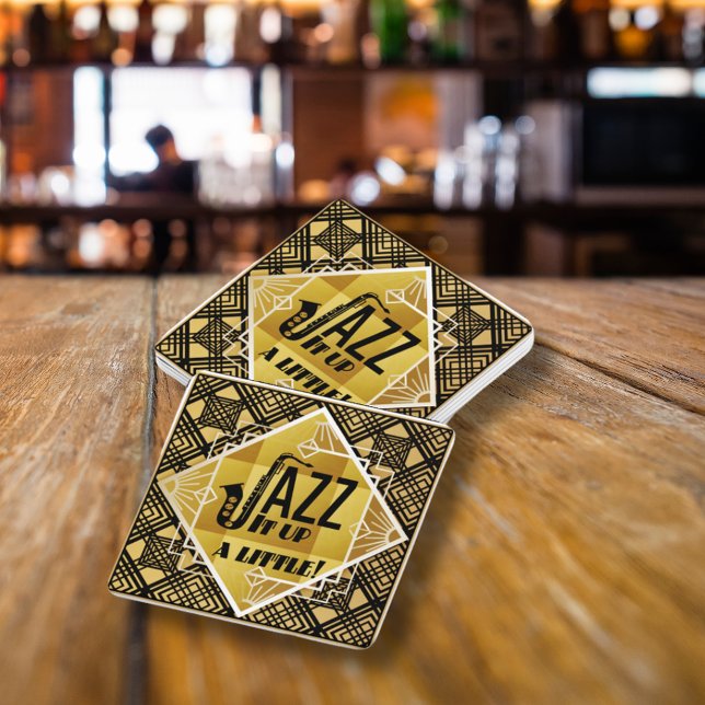 Art Deco Jazz Es Up Horn Silvester Party Untersetzer (Art Deco Jazz It Up Horn New Year's Eve Party Paper Coaster)
