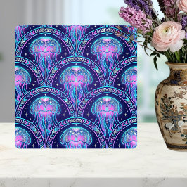 Art Deco Jellyfish Purple Pink Teal Geometric Fliese