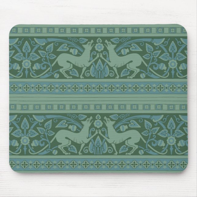 Art Deco Jugendstil Hund Natur Botanische Antike Mousepad (Vorne)