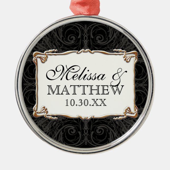 Art Déco Jugendstil Schloss in Gold Personalisiert Ornament Aus Metall (Vorne)