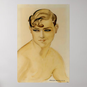 "Art Deco Junger Mann mit nacktem Oberkörper" von Poster