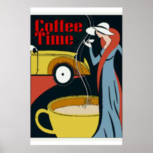 Art Deco Kaffeepause Poster